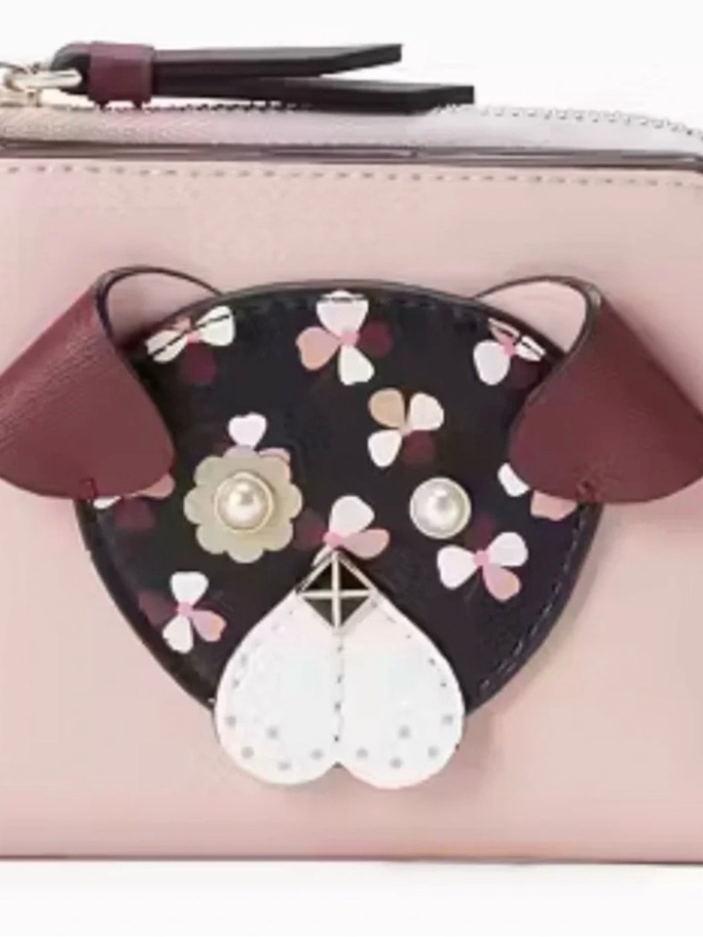 kate spade Pink Floral Puppy Wallet with Dark Floral Face